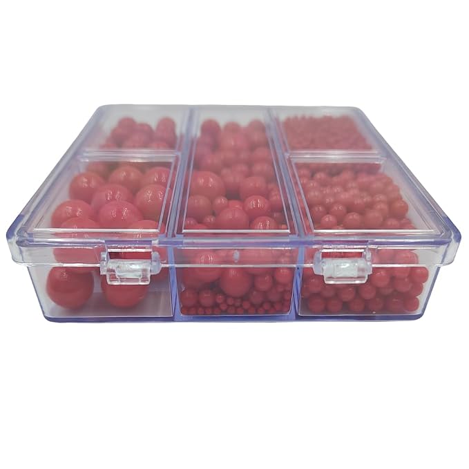 Red Pearl Sprinkles for Cake Decorating, 4 Sizes Mix Size Sugar Pearls for Cupcake Topper, Ice Cream, Donuts, Baking Decoratings (2mm, 4mm, 7mm, 10mm)