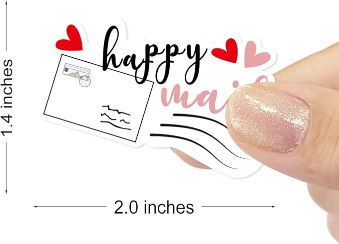 Happy Mail Handmade Stickers - Thank You & Envelope Stickers for Small Business & Online Retailers - 500 Labels Per Roll