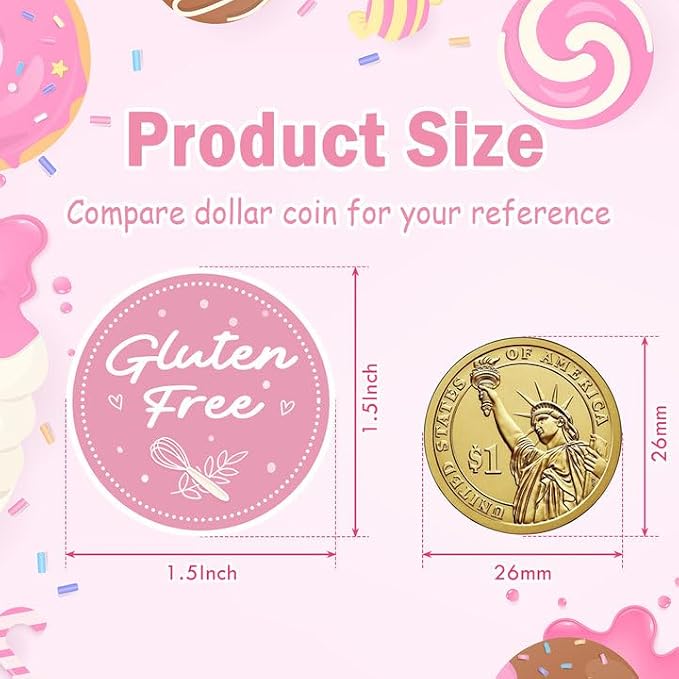 Louise Maelys 500 PCS 1.5 inch Gluten Free Stickers for Food Safety Gluten Free Labels for Retail Package Containers Jars Glass Bottle Envelopes Bread Bags Kitchen, Meal Prep, Allergy Awareness
