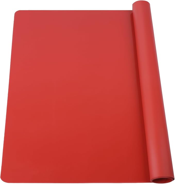 Extra Large Silicone Mats For Kitchen Counter, Food Grade Silicone Placemats for Kids, Nonstick Silicone Mat for Baking Crafts, Heat Resistant Mat Pastry Mat for Rolling Dough Nonslip,27.6''x15.7''Red