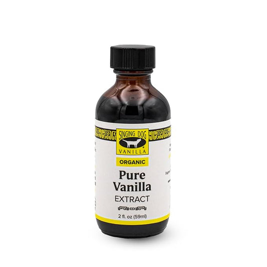 Singing Dog Vanilla Organic Pure Vanilla Extract, 2 fl oz (59ml) - USDA Organic, Non-GMO, Sugar-Free, Corn-Free - Allergen-Free USA Facilities, Kosher, Vegan