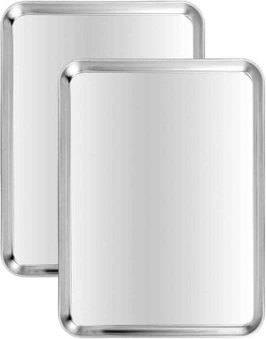 Aluminium Alloy Baking & Cookie Sheets, Heavy-Duty Baking Pans, Cooking Trays for Oven, 2 Pack, 17.75 x 13 x 1.18 Inches (17.75 x 13 x 1.18 Inches)