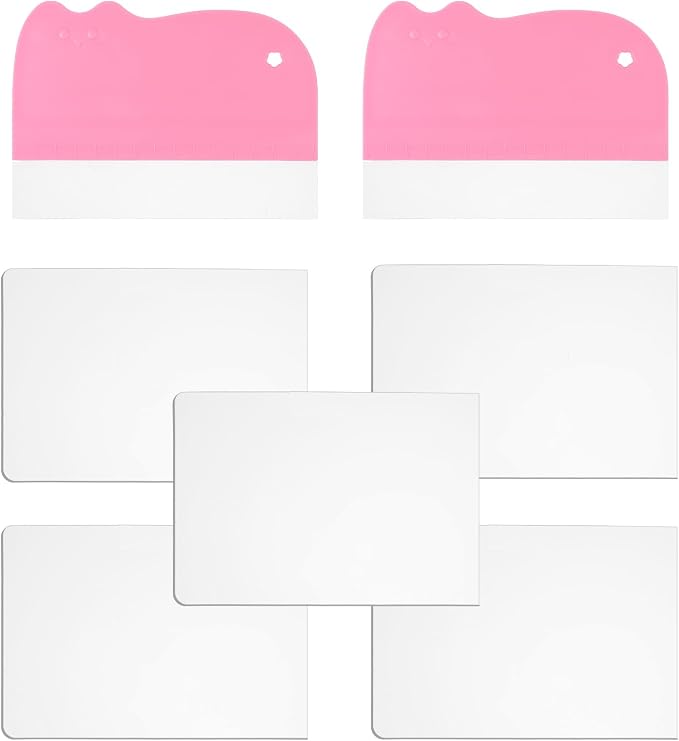 Ymapinc 7-Pack Cake Scraper Smoother with 5 Clear Scrapers, Fondant & Cake Arch Guide Tools for Icing Baking, Bakery Pastry Cream, Home Kitchen Plastic