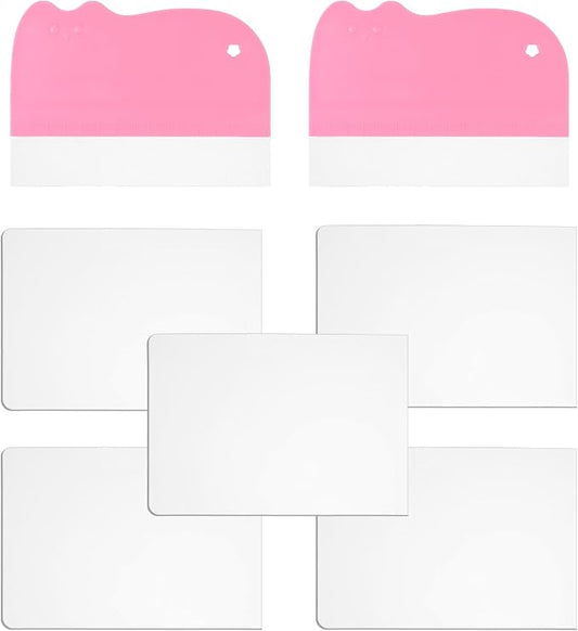 Ymapinc 7-Pack Cake Scraper Smoother with 5 Clear Scrapers, Fondant & Cake Arch Guide Tools for Icing Baking, Bakery Pastry Cream, Home Kitchen Plastic