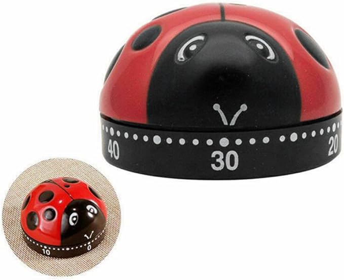 Ladybug Mechanical Cooking Timer - 60-Minute Kitchen Alarm Clock with Loud Ring