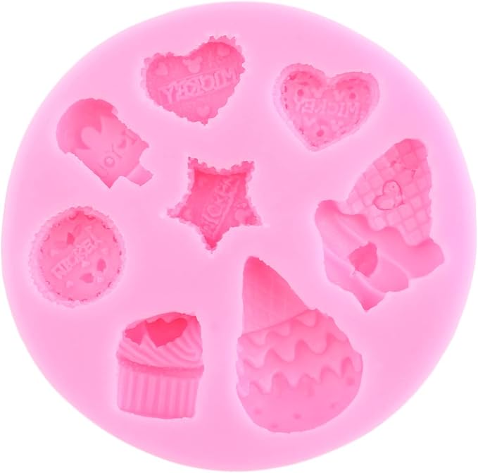 Mujiang Ice Cream Cones Silicone Mold Donut Fondant Molds For Cake Decorating Cupcake Topper Chocolate Popsicle Candy Cake Pop Polymer Clay Gum Paste Set Of 4
