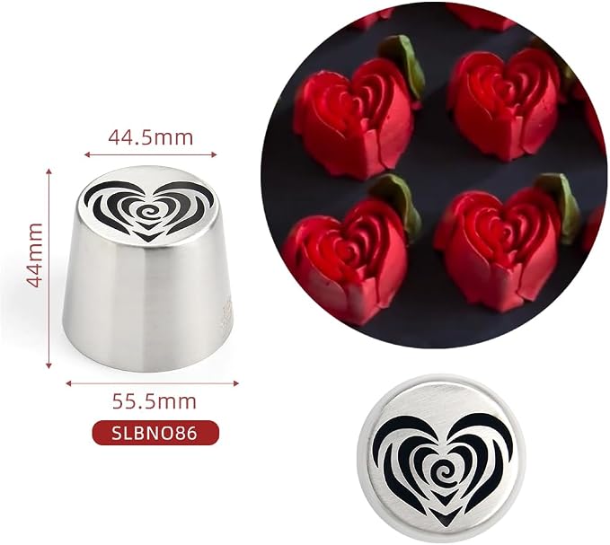 1 Piece Stainless Steel XXL Love Heart Pattern Russian Icing Tips,Marshmallow Craft Piping Nozzles,Pastry Frosting Russian Piping Tips,Flower Frosting Nozzles for Cake Decoration