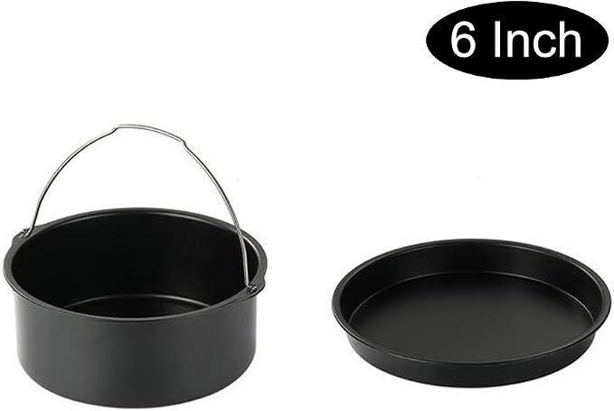 2pcs/set Universal Air Fryer Accessory Set, Include Steel Air Fryer Pizza Pan and Baking Cake Barrel, Nonstick Coating, Air Fryer Baking Pan For Gourmia