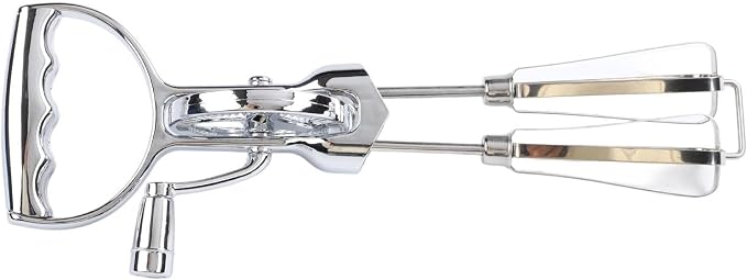 Hand Crank Kitchen Mixer Stainless Steel Manual Mixing Tool Adjustable Speed Easy Clean Large Small Size For Eggs Dough Cream Baking Cooking(large)