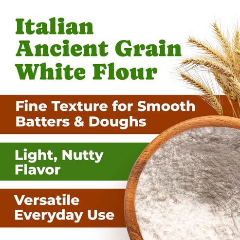 Food to Live Organic All Purpose Einkorn Flour, 8 Pounds - Italian Ancient Grain White Flour for Bread, Pizza, Pasta and Everyday Baking. Non-GMO, Vegan, Kosher, Bulk