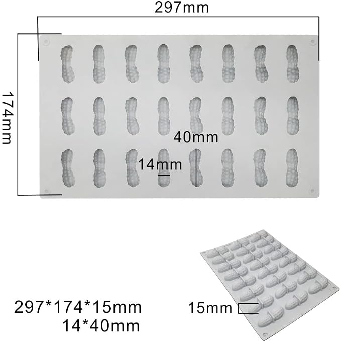 mostsom Silicone Molds for Chocolate Covered Peanut, 24 Cavity Candy Making Mold for Chocolate Covered Raisins, Peanuts, Espresso Coffee Beans, Cashews, Nuts (Peanut G)
