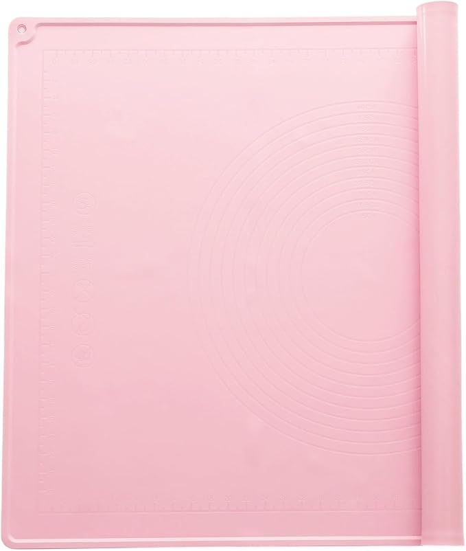 uxcell Silicone Pastry Mat, 31.5" x 23.6" Silicone Baking Mat with Measurements, Non-Stick Dough Rolling Mat for Making Pastry Cookies Bread Pizza Pink