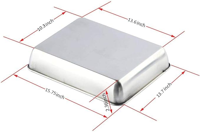 Sheet Pan,Cookie Sheet,Heavy Duty Stainless Steel Baking Toaster Oven Jelly Roll Pan,Deep Edge,Superior Mirror Finish, Dishwasher Safe (16.2x12.6x2.4 inches)