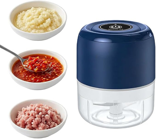 Electric Garlic Chopper, 2026 New Mini Food Processor & Food Chopper for Kitchen, Portable Cordless Garlic Mincer, Rapidly Garlic Minces Ginger Onion Chili Veggie (Blue,250ml)