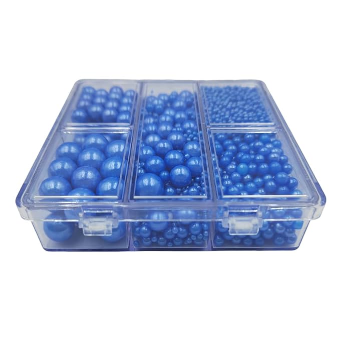 Blue Pearl Sprinkles for Cake Decorating, 4 Sizes Mix Size, Edible Pearls for Cupcake Topper, Ice Cream, Donuts, Baking Decoratings (2mm, 4mm, 7mm, 10mm)