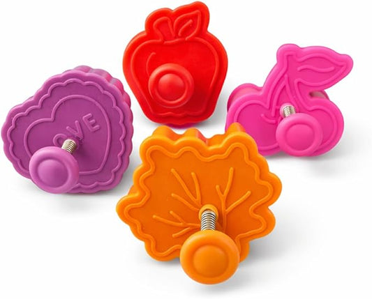 Mrs. Anderson's Baking Pie Crust Cookie Cutters, Set of 4, Spring-Action Embossing Cutters For Pie Crusts, Cookies, And Pastry Dough