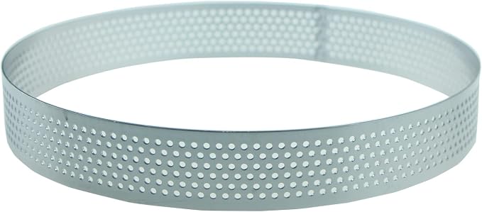 Keewah Round Perforated Tart Ring, 6.5”, Stainless Steel