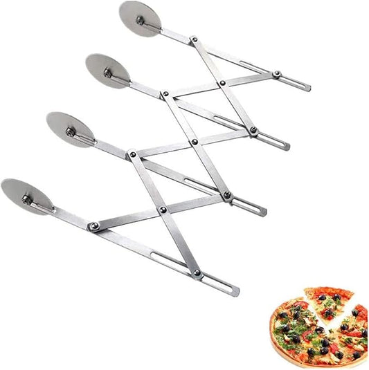 4 Wheel Stainless Steel Pastry Cutter,Expandable Pizza Slicer,Adjustable Cutter Roller Cookie Dough Cutter Divider