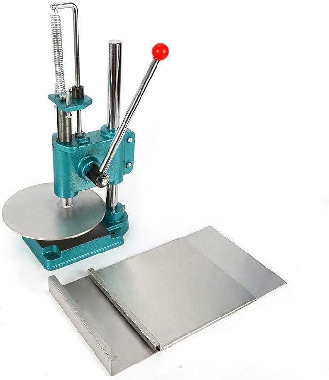 Pizza Pastry Press Machine Stainless Steel Manual Dough Press Machine Dough Press Roller Sheeter for Making Pizza Pastry Metal Plate Diameter 240mm/9.5inch (US STOCK)