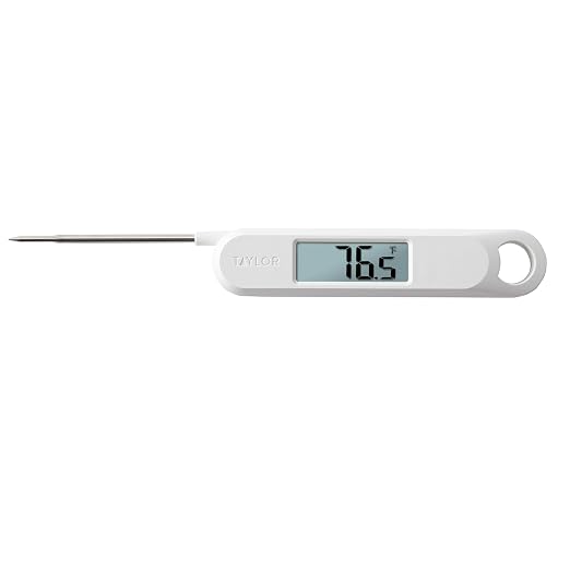 Taylor Folding Stem Display Food Instant Read Digital Thermometer, 0.7 Inch LCD Readout, White (1476WH)