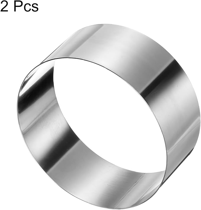 HARFINGTON 2PCS Round Cake Ring 5 x 2 Inch Seamless Stainless Steel Pastry Mousse Dessert Ring Mirror Coating for Baking Cooking Making Tool