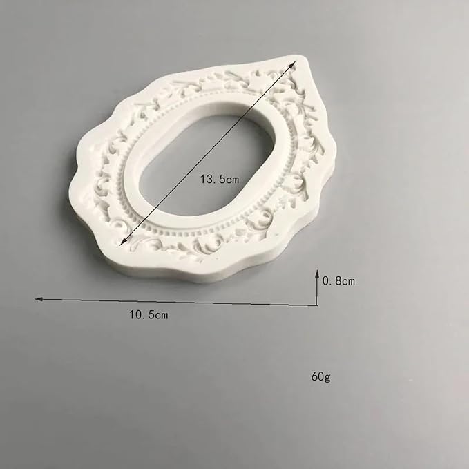 Silicone Mold Kit,Square Oval European Retro Pattern Photo Frame Silicone Mold Fondant Clay Plaster Decor Modeling Tool for Baking 13.5x10.5x0.8cm