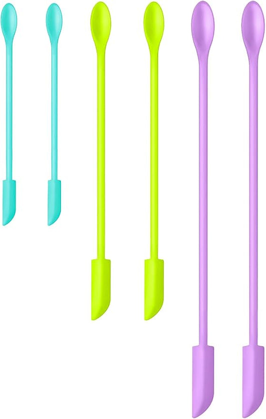 Silicone Spatula Set (6Pcs) - Mini Scraper Tool for Beauty & Food - Reach Every Last Drop, Multi-Size Spatulas for Makeup Jars, Lotion Bottles & Kitchen Containers (Color #4)