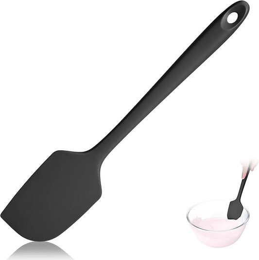 600ºF Heat Resistant Large Silicone Spatula for Baking, Black | 11.34in High Heat Food Safe Flexible Kitchen Silicone Scraper for Cooking Mixing Scraping Stirring Nonstick Cookware Pan Bowl