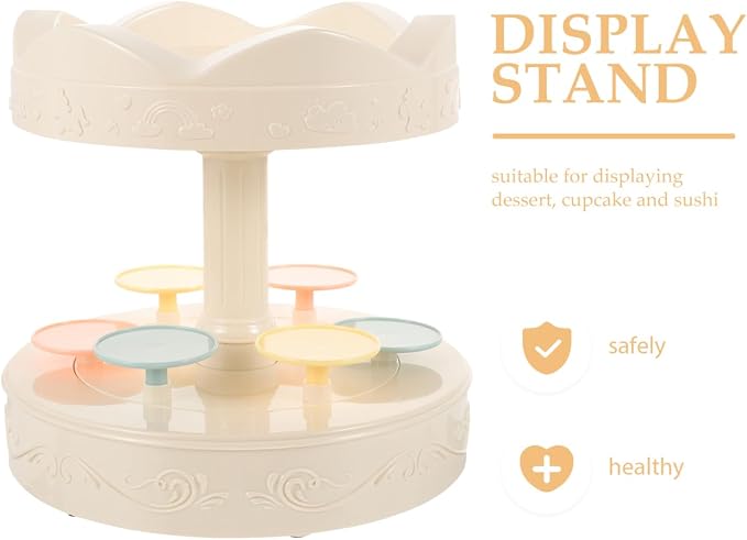 KOMBIUDA Rotating Dessert Display Stand Automatic Revolving Cupcake Carousel Holder for Bakery Party Wedding Birthday Decor 8.66 Inch Batteries Not Included
