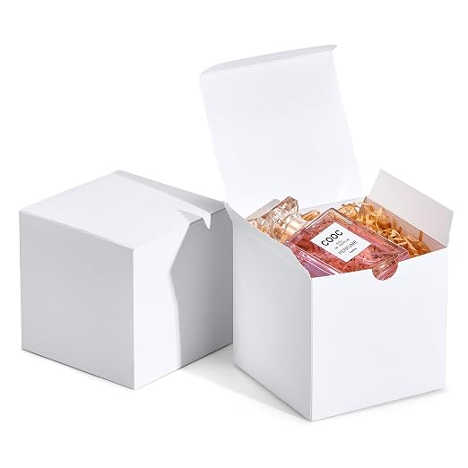 MESHA Small White Gift Boxes 4x4x4'' 10 Pack, Gift Boxes with Lids for Bridesmaid Gifts, Groomsmen, Godmother, Wedding & Party Favor, Bridal Shower, Cupcake Boxes