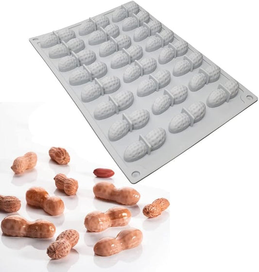 mostsom Silicone Molds for Chocolate Covered Peanut, 24 Cavity Candy Making Mold for Chocolate Covered Raisins, Peanuts, Espresso Coffee Beans, Cashews, Nuts (Peanut G)