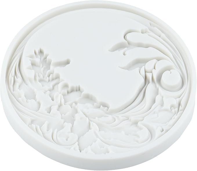 Flower Wreath Silicone Mold Baroque Scroll Leaf Fondant Molds for Cake Decorating Chocolate Cupcake Topper Candy Polymer Clay Gum Paste