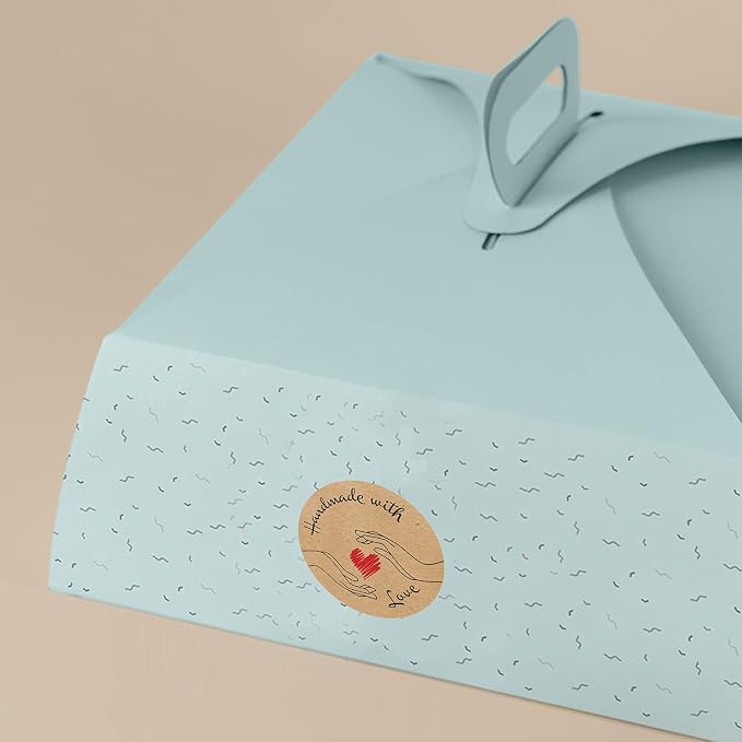 Handmade with Love Stickers Roll | 500 Count | 1.5 Inch | Adhesive Label | Baked with Love | Handmade with Love | Made with Love | Candle Packaging Labels | Homemade Soap | Jar Stickers