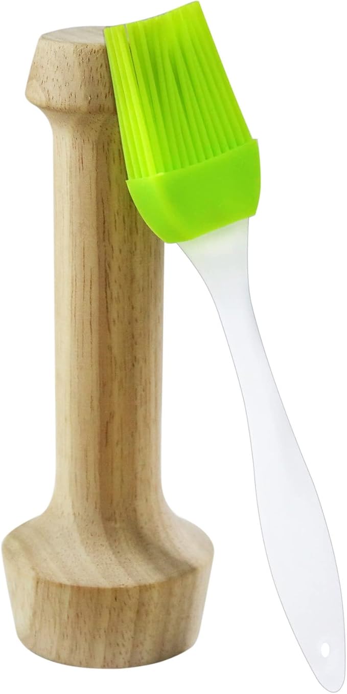 Tart Tamper Set, Wooden Molds Egg Tarts Tamper Pastry Tools for Mini Muffin Tins or Tart Pans, DIY Baking Shaping Kitchen Tool & Pastry Brush