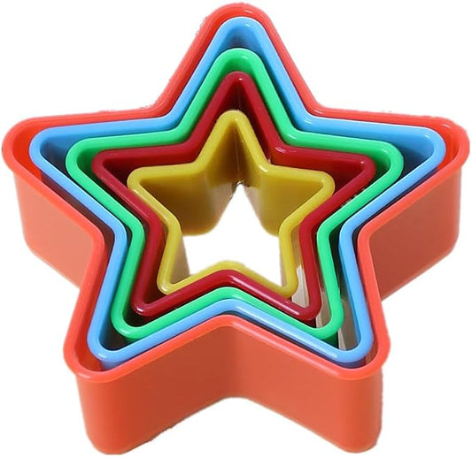 Cookie Cutter Set for Baking, 5PCS Sandwich Fondant Cake Fruit Vegetable Shapes Cutter Set (Star)