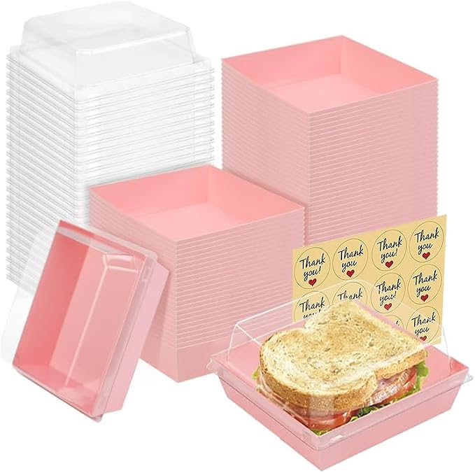 Charcuterie Boxes with Clear Lids, 5.32 x 4.92 x 2.36 Inch Dessert Boxes, Square Disposable Paper Bakery Boxes to Go Food Containers for Desserts, Sandwich, Cookie, Sushi