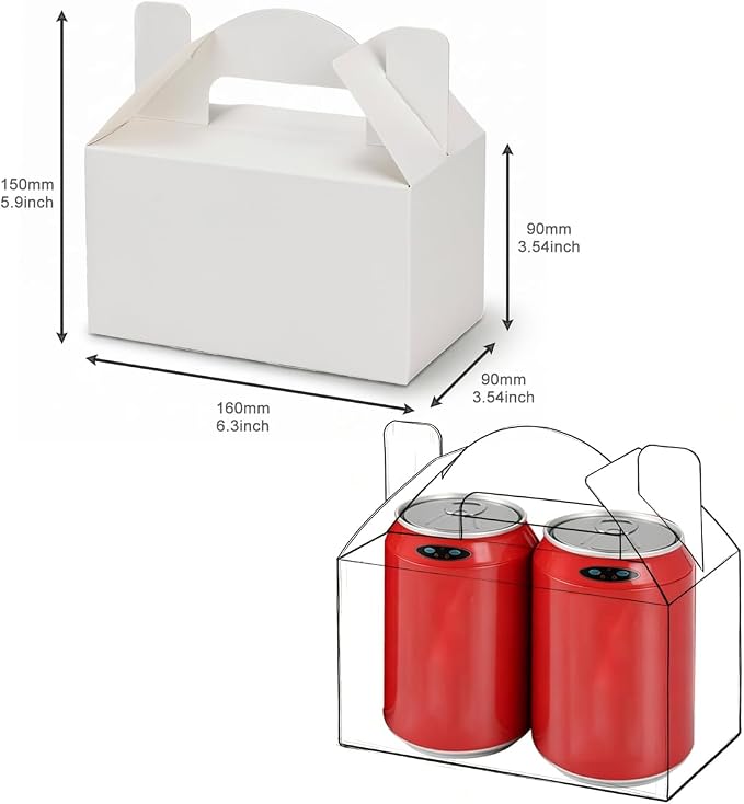 Aosric Small White Gable Boxes 3.5 x 3.5 x 6.3 In, 30 Pack | Premium Cardstock Party Favor Boxes with Handles for Wedding, Baby Shower, Bakery, Cookies, Treats & Retail Packaging