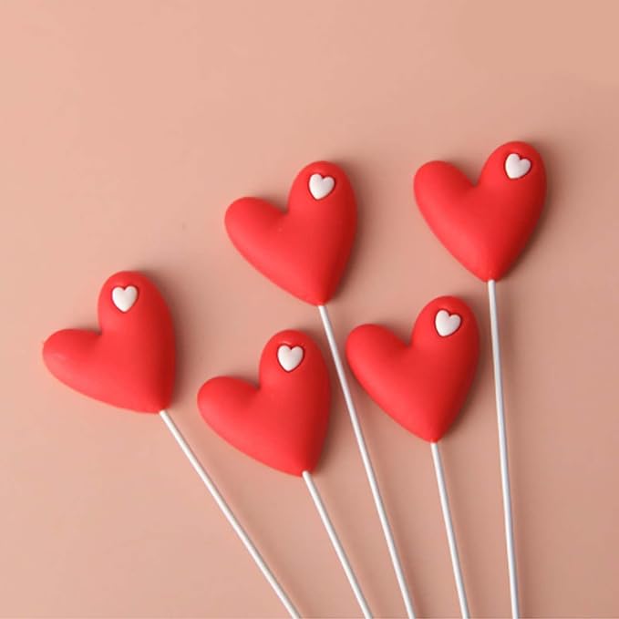 Black Happy Birthday Cake Topper Sign And 5 Red Love Cake Toppers Happy Birthday Topper For Cake Birthday Cake Decorations Supplies(Black 4)
