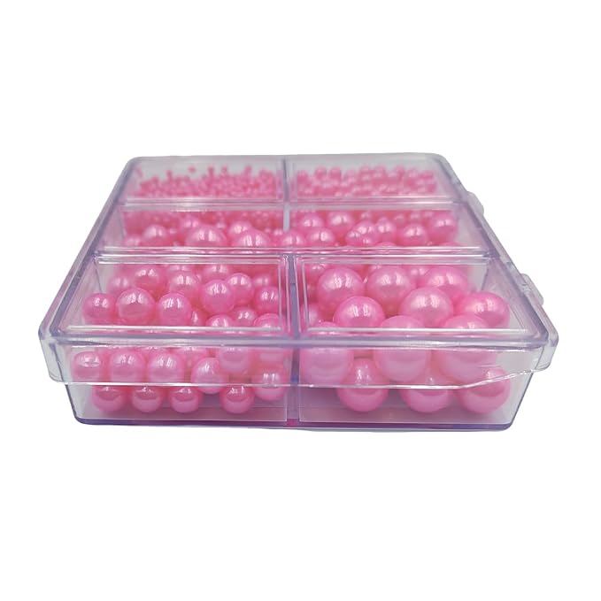 Pink Pearl Sprinkles for Cake Decorating, 4 Sizes Mix Size Sugar Pearls for Cupcake Topper, Ice Cream, Donuts, Baking Decoratings (2mm, 4mm, 7mm, 10mm)