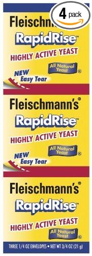 Fleischmann's Rapid Rise Highly Active Yeast, For use in your oven or bread machine, 0.75 oz (Pack of 4)