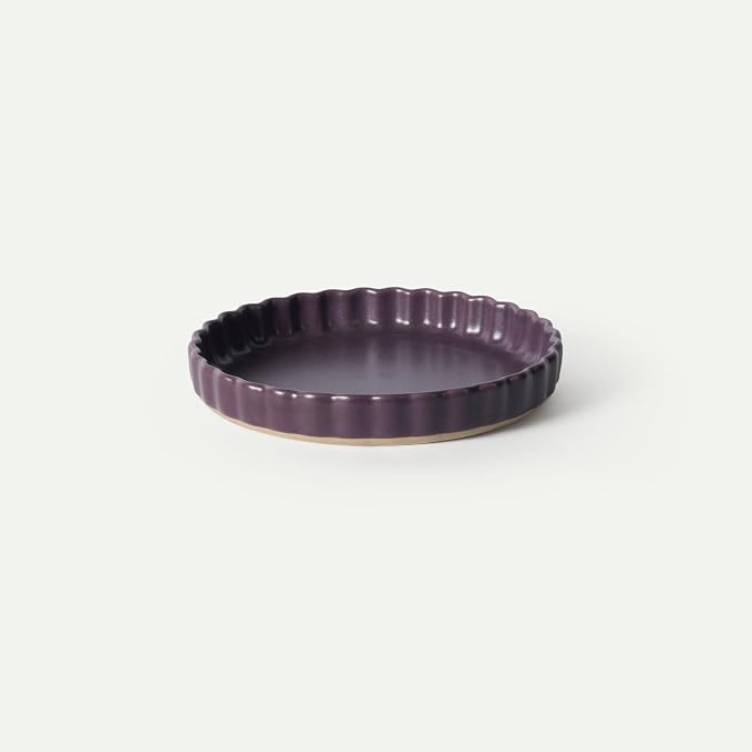 MORA Ceramic Tart Pan, 9.5 Inch Large Porcelain Baking Dish for Tarts, Quiche, Pie, Flan etc. Fluted Ruffled Edge, Oven, Microwave, Freezer, and Dishwasher safe - Great Gift For Bakers - Nebula