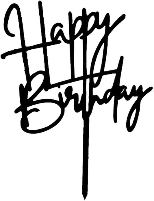 Black Acrylic Happy Birthday Cake Topper Decoration Cupcake Topper For Birthday Party Decorations Supplies(Black 7)