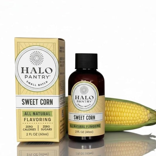 Natural SWEET CORN Flavoring Extract by HALO PANTRY (2oz bottle) | Water-Soluble, Dye-Free/Colorless, Gluten-Free, Dairy Free, Zero Sugars, NO Sweeteners, NO Calories | Perfect for customizing ANY baking, candy, dessert or drink recipes