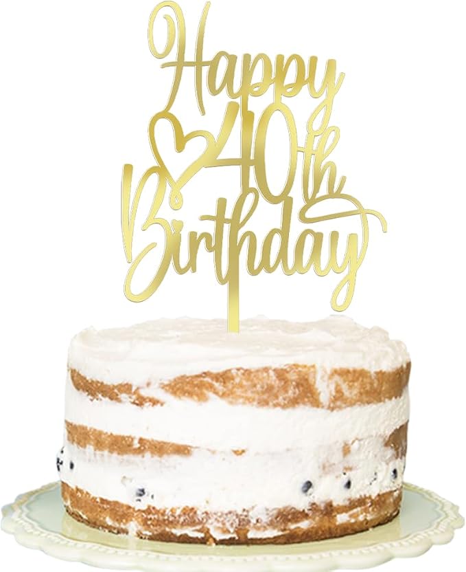Acrylic Happy 40th Birthday Cake Topper - Cheers to 40 Years Cake Topper, 40 & Fabulous Cake Decoration for Hello 40th Birthday Anniversary Party Cake Decorations Supplies