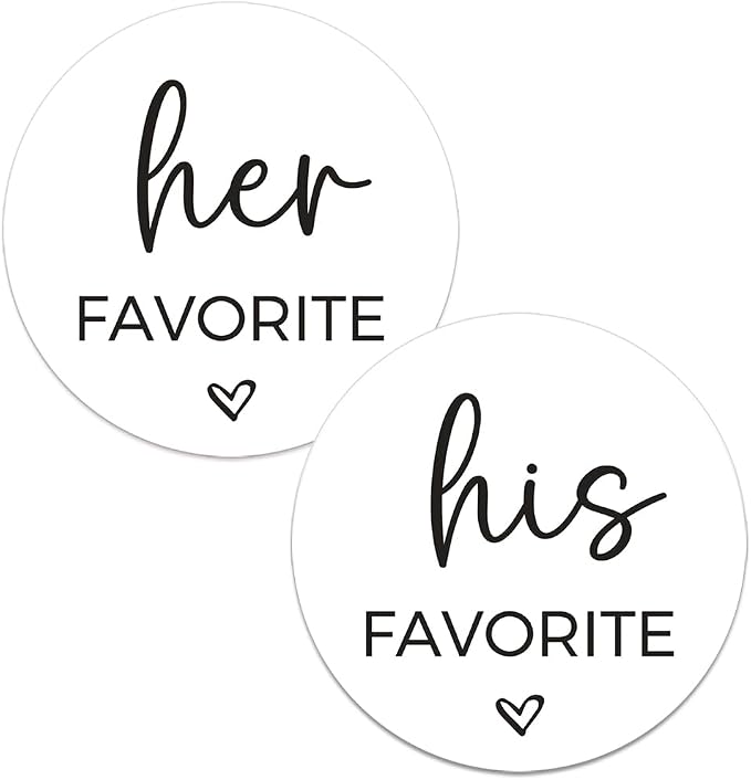 60xHis Favorite,60xHer Favorite Wedding Stickers,Wedding Candy Favors Label, Party Favor Labels,Sweet Desserts Tags for Birthday Anniversary,Graduation,Bridal,Shower,Cookie Bakery Stickers