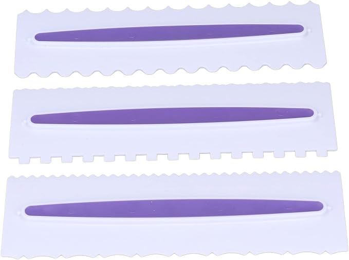 3 Pack Cake Scraper Set Plastic Icing Smoother with Glossy Finish for Cake Decorating Edge Design