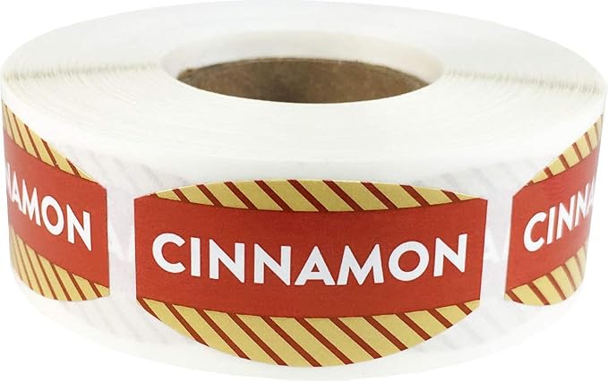 Cinnamon Grocery Store Food Labels .75 x 1.375 Inch Oval Shape 500 Total Adhesive Stickers