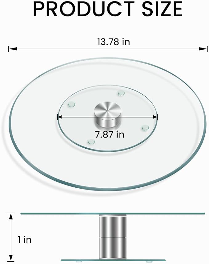 Glass Cake Stand,13.78 inch Cake Display Stand,Rotating Cake Turntable for Cake of Tempered Glass,Dessert Stand for Party,Birthday,Baby Shower,Wedding