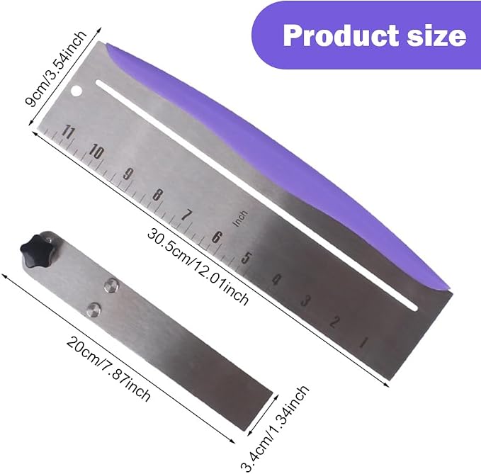 12 Inch Stainless Steel Cake Scraper, Cake Scraper Smoother Leveler and Smoother, Icing Spatula, cake leveler adjustable Kitchen Spatula for Mousse, Cheese, Cream Cake, 30.5 * 9cm