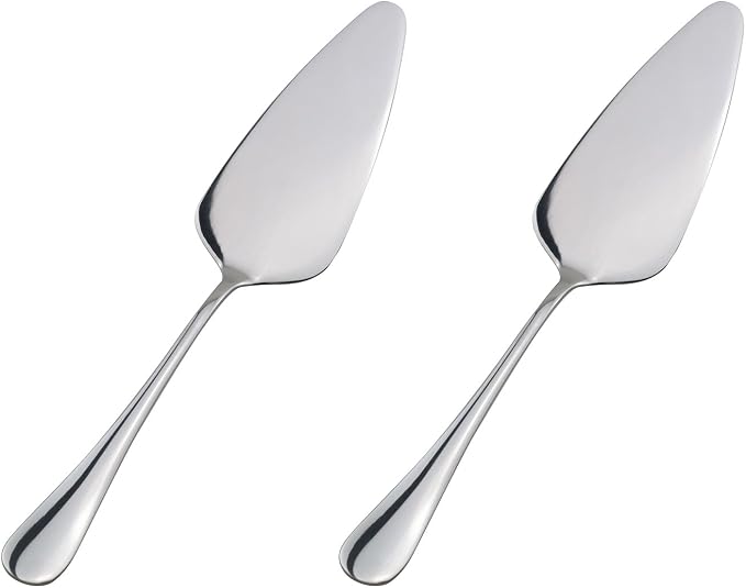 TAODAN 2PCS Stainless Steel Cake Spatula Wedding Pizza Dessert Cutter Smooth Edge Dinnerware Silver Pie Knife for Cutting Lasagne